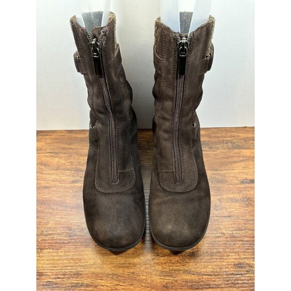 Aquatalia Womens Size 7.5 Brown Suede Ankle Boots Hidden Wedge Zipper‎ Shoes - Picture 3 of 9
